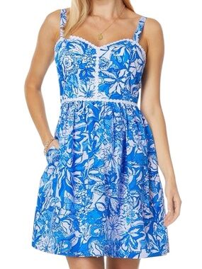 Lilly Pulitzer Haylan Blue Tang Flocking Fabulous Dress